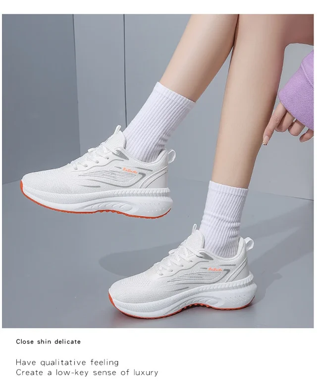 Women's Korean Style Breathable Flyknit Casual Running Sneakers Detail
