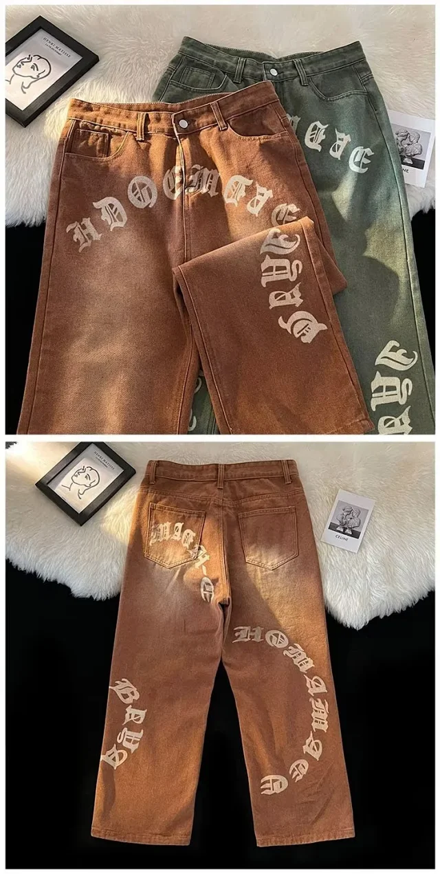Men's Grunge Washed Denim Pants Detail