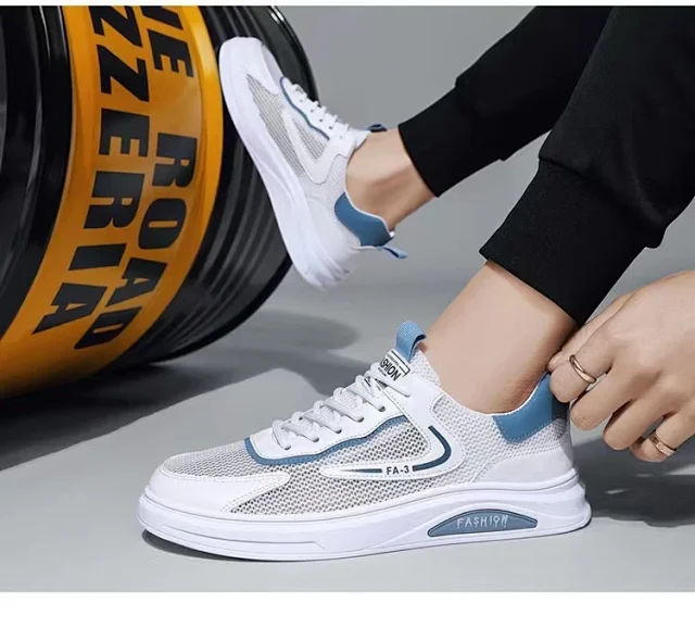 Men's Breathable Mesh White Sneakers 2025 Detail