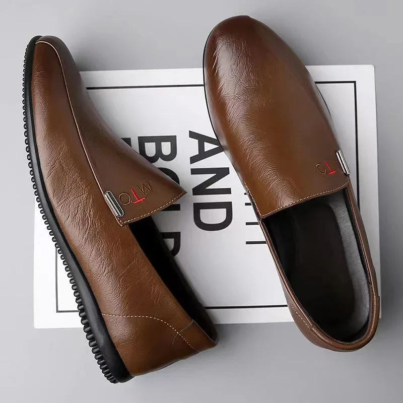 Men's Casual Leather Slip-On Driving Shoes