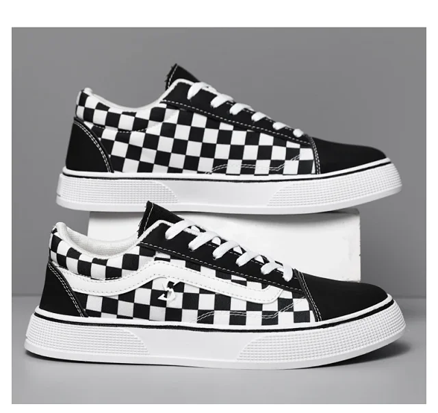 Men's Big Size Canvas Checkerboard Low-Tops Detail
