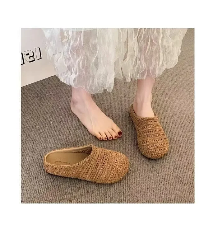 Women's Handmade Woven Birkenstock-Style Closed-Toe Slides Detail