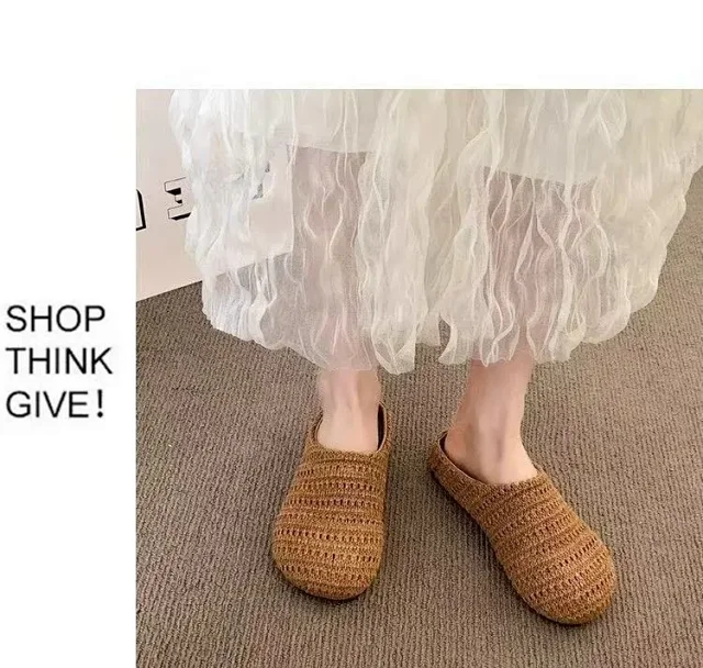 Women's Handmade Woven Birkenstock-Style Closed-Toe Slides Detail