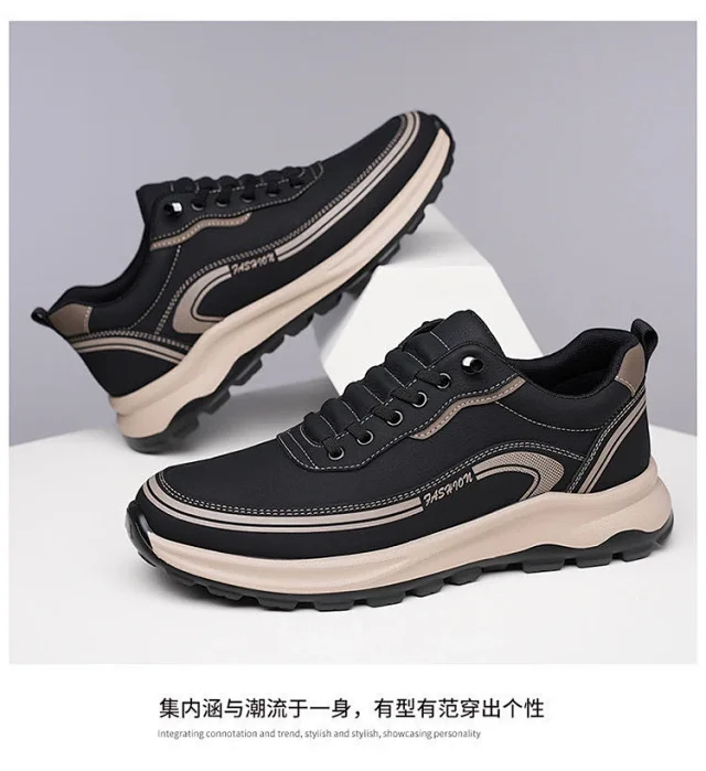 Men's Slip-On Leather Fashion Sneakers Detail