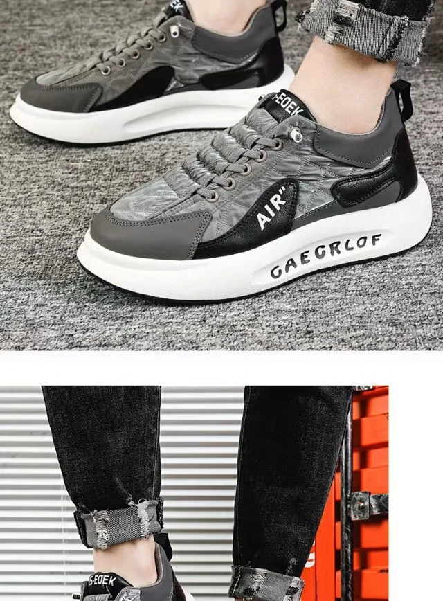 Men's Platform Lift White Sneakers Detail