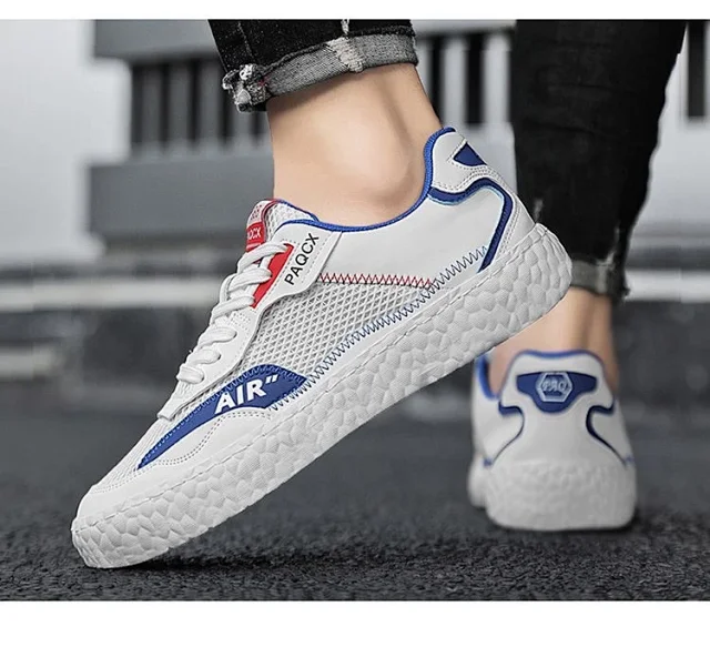 Unisex Breathable White Low-Top Casual Sneakers Detail