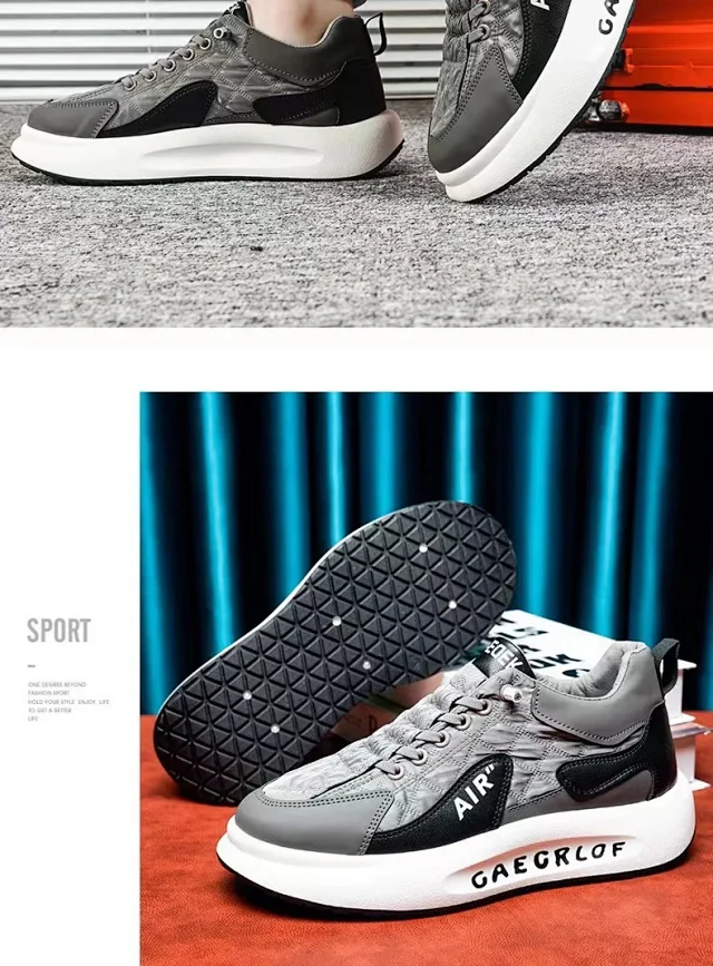 Men's Platform Lift White Sneakers Detail