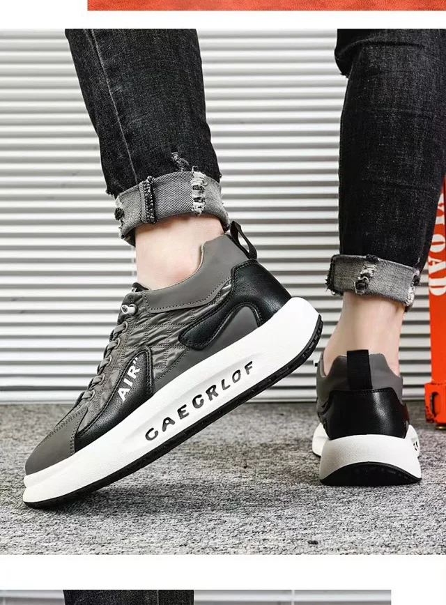 Men's Platform Lift White Sneakers Detail