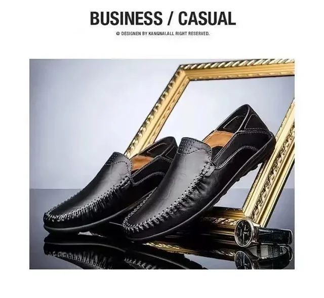 Men's Leather Slip-On Driving Shoes Detail