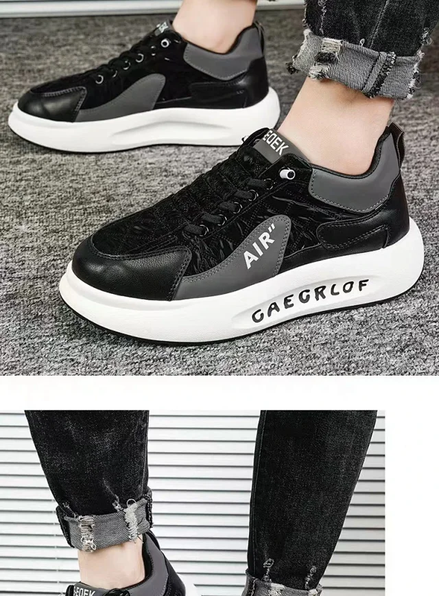 Men's Platform Lift White Sneakers Detail