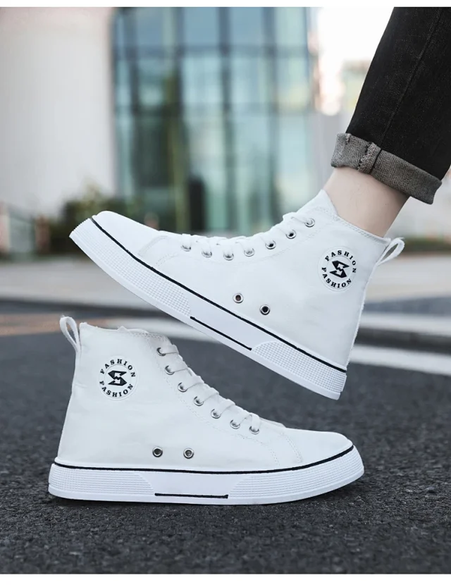 Korean Harajuku Men's Mid-Top Canvas Sneakers Detail