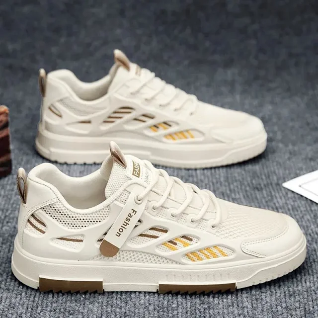 Men's 2025 Trendy Breathable Mesh Sneakers - White Detail