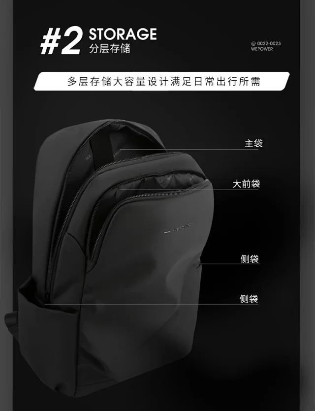 WEPOWER New Men's Large Laptop Backpack Detail