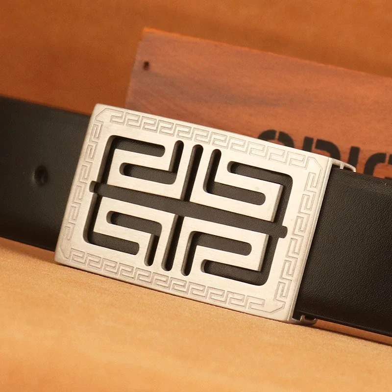 Luxury Men's Leather Belt Stainless Buckle