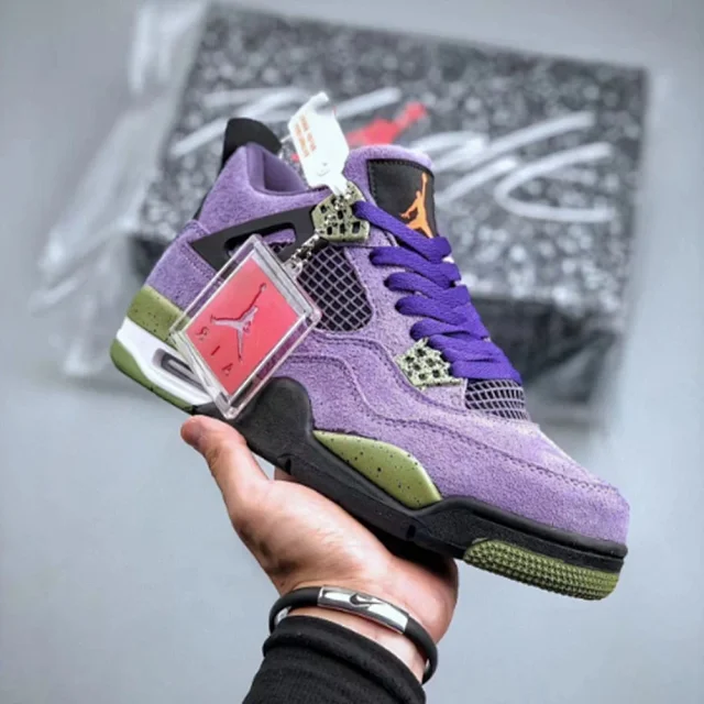 Unisex AJ4 Military Green Basketball Shoes Detail