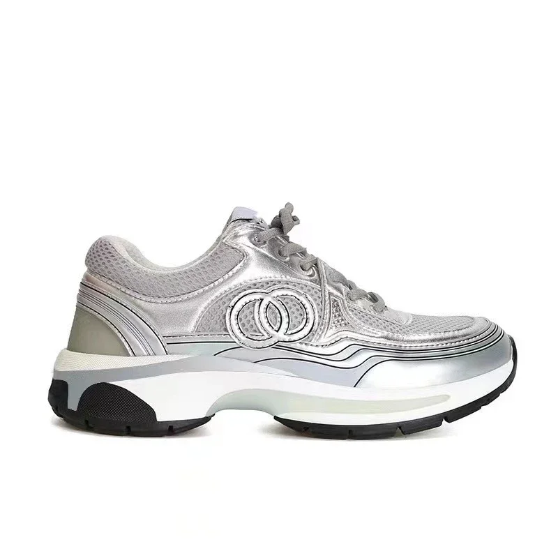 YinJiaoDaWang Women's Leather Chunky Sneakers Mesh