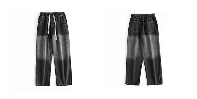 Men's Summer Drawstring Wide Leg Jeans Detail