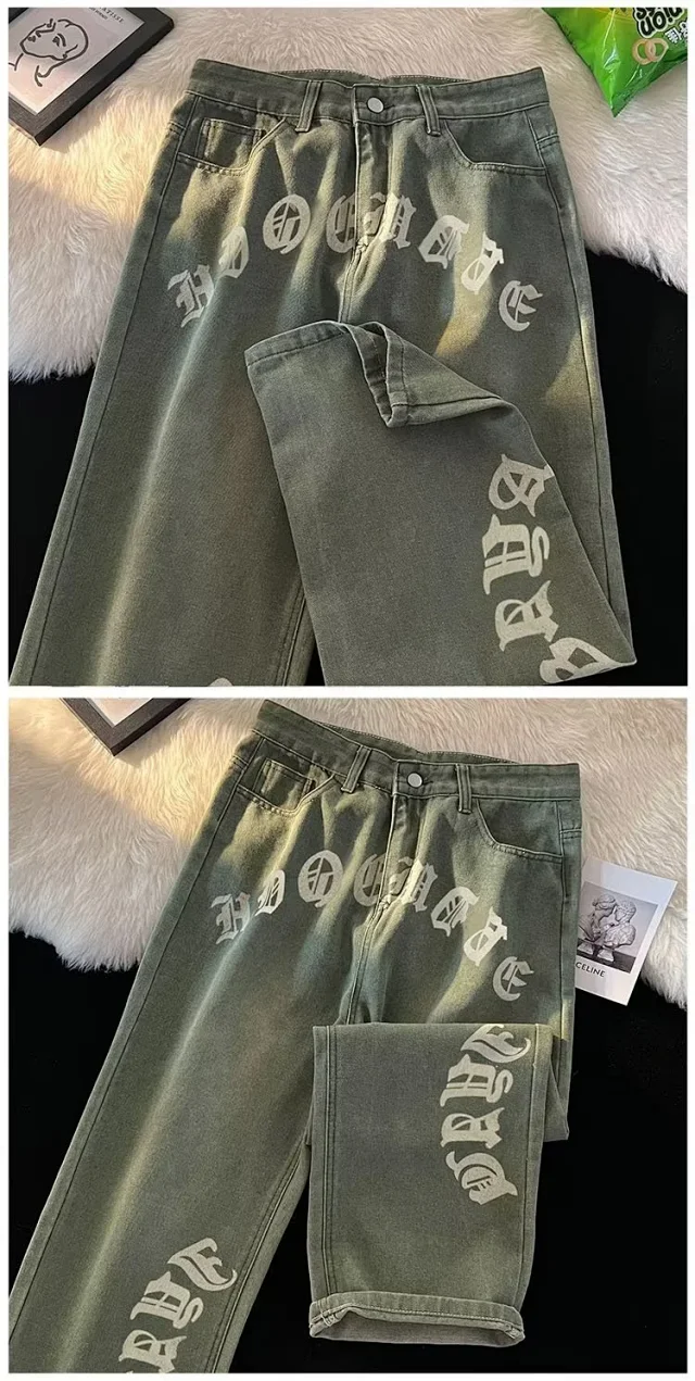 Men's Grunge Washed Denim Pants Detail
