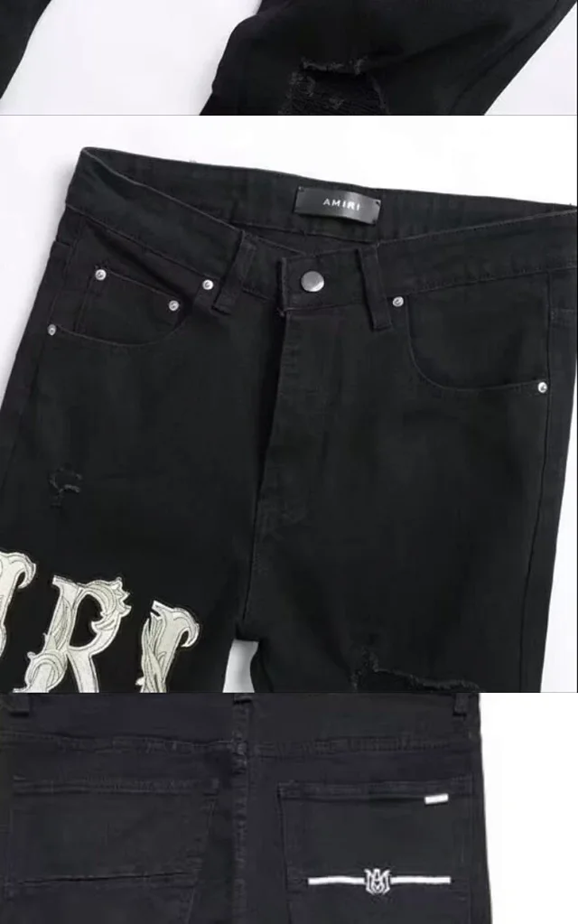 Men's Black Stretch Slim Jeans Detail