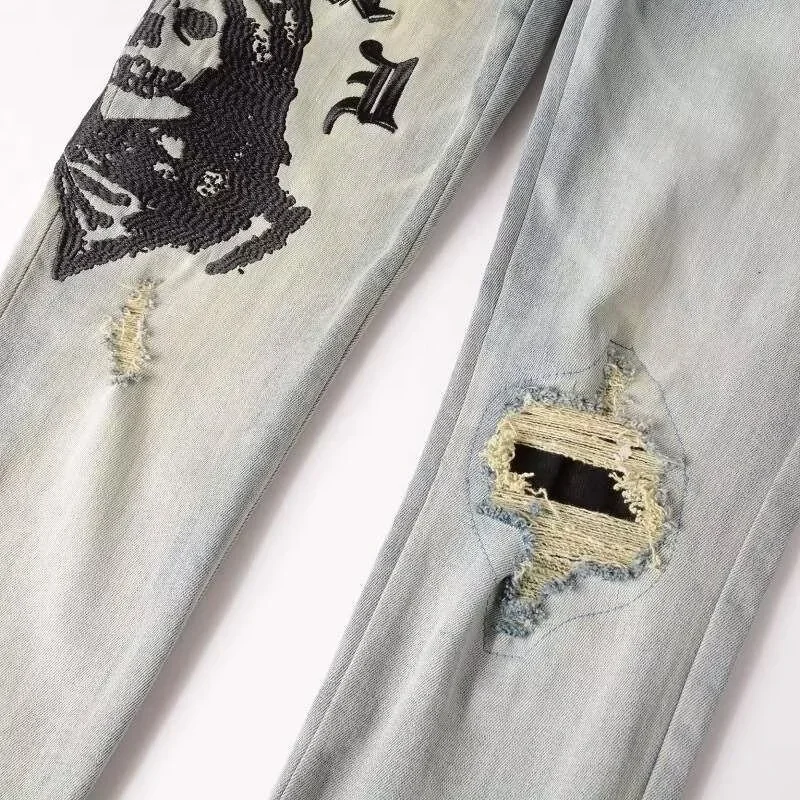 Autumn Men's Stretch Distressed Skinny Jeans
