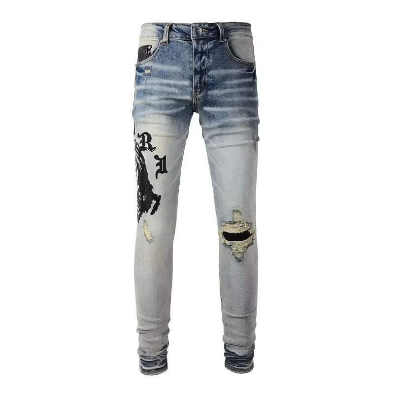 Autumn Men's Stretch Distressed Skinny Jeans