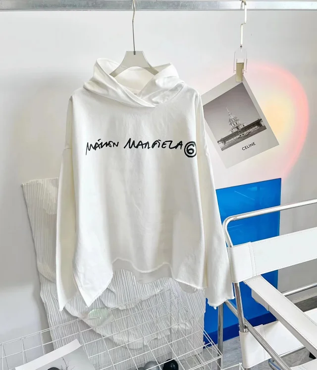 Maison Margiela Unisex Distressed Denim Hoodie Detail