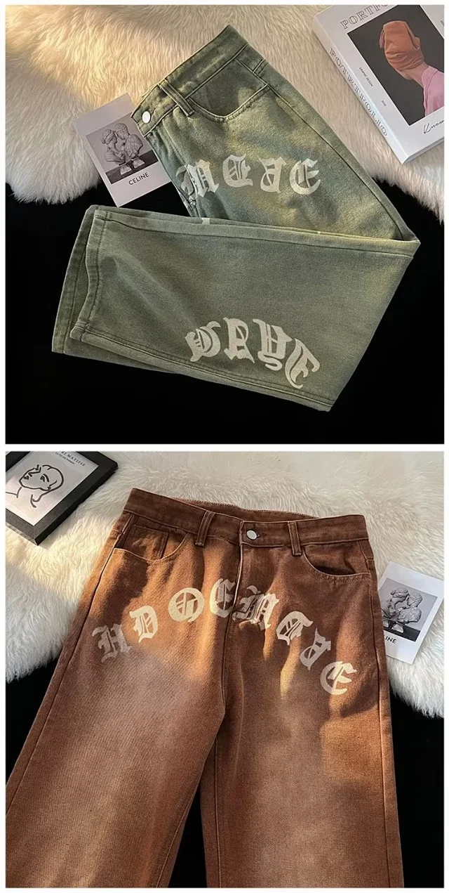 Men's Grunge Washed Denim Pants Detail