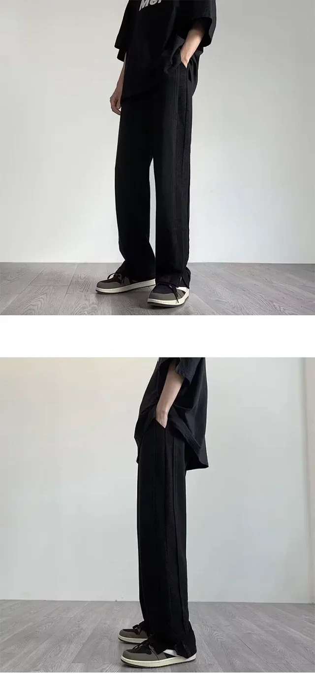 Men's 2025 S/S Solid Wide-Leg Trousers Detail