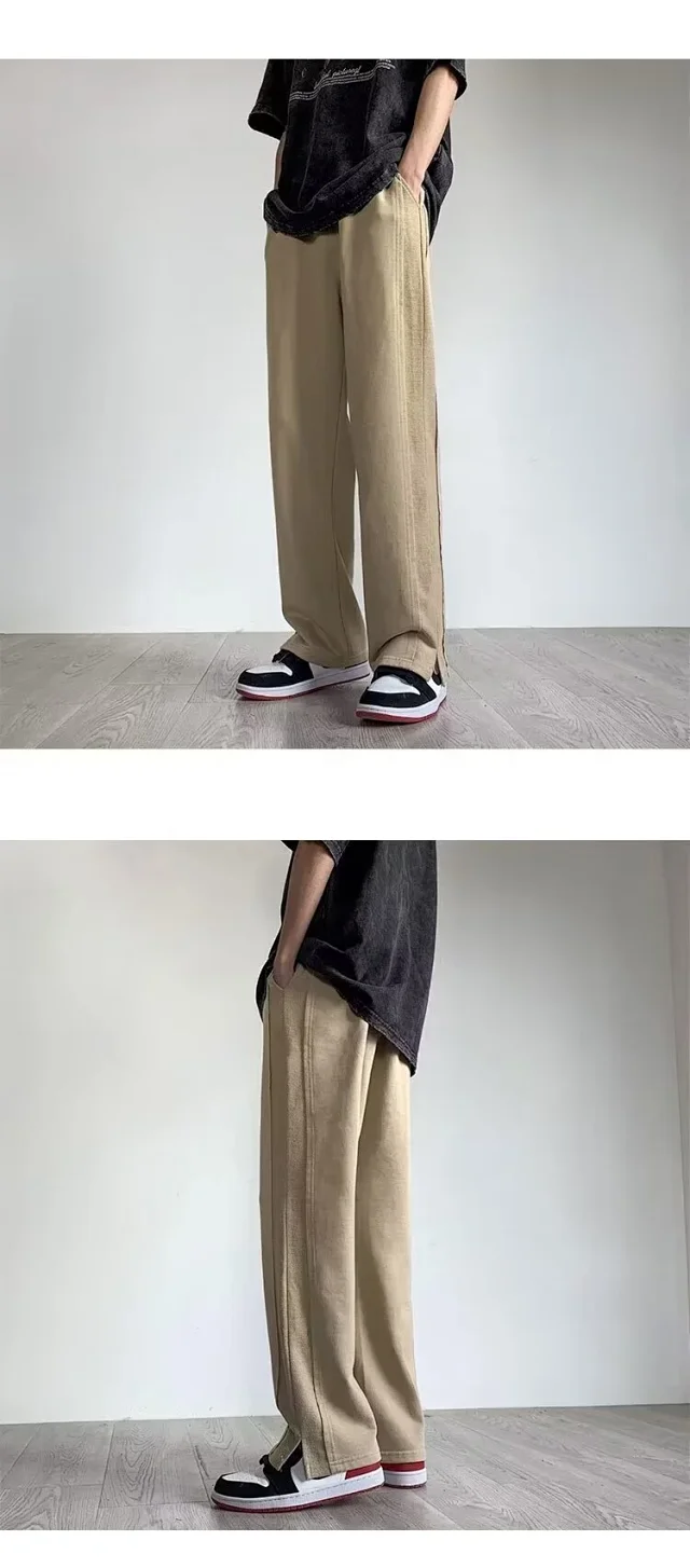 Men's 2025 S/S Solid Wide-Leg Trousers Detail