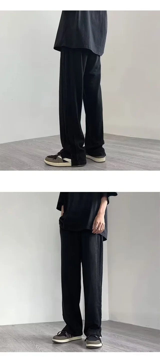 Men's 2025 S/S Solid Wide-Leg Trousers Detail