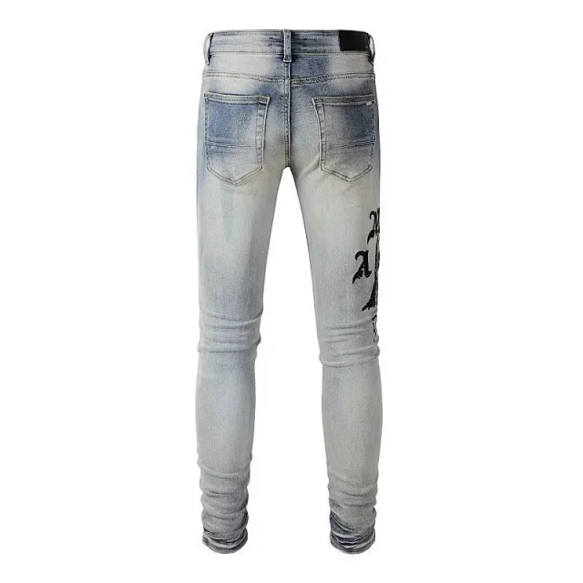 Autumn Men's Stretch Distressed Skinny Jeans Detail