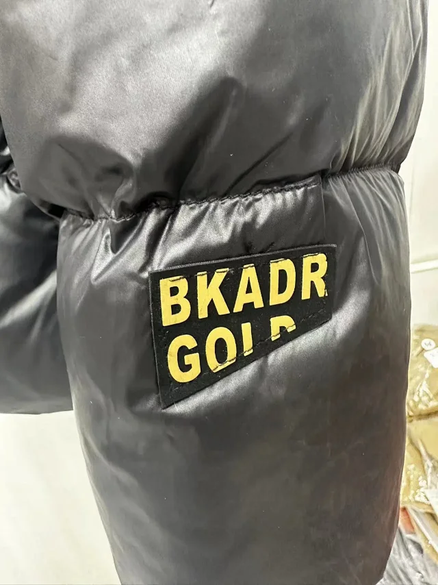 Black Gold Unisex Hooded Puffer Jacket Detail