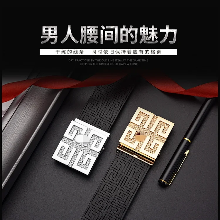 JiJia Perforated Men's Leather Belt Smooth Buckle