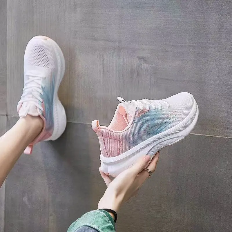 Spring Women's Platform White Mesh Sneakers