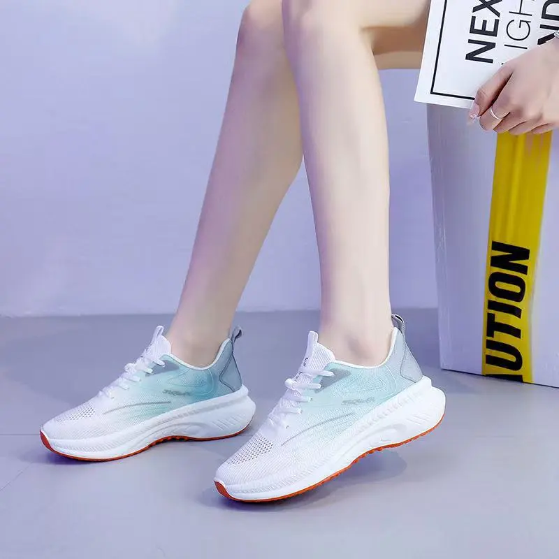 Spring Women's Platform White Mesh Sneakers