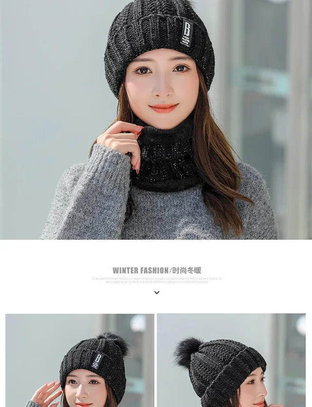 Women's Korean Fleece Knit Winter Beanie Detail