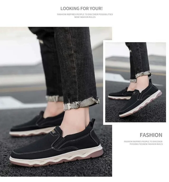Men's Spring British Slip-On Canvas Loafers Detail