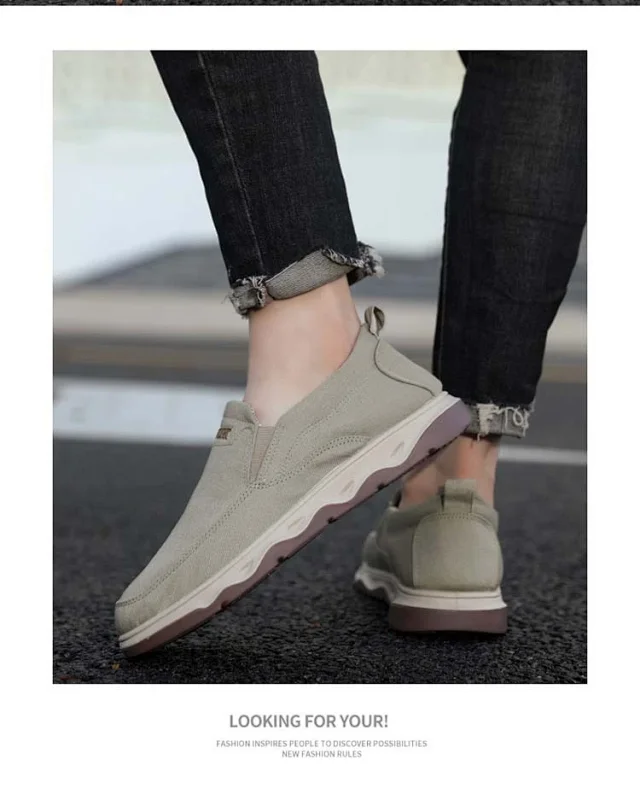 Men's Spring British Slip-On Canvas Loafers Detail