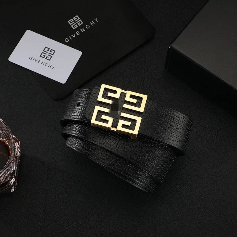JiJia Perforated Men's Leather Belt Smooth Buckle
