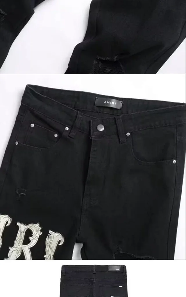 Men's Black Stretch Slim Jeans Detail