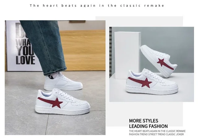 Unisex White K-Style Casual Sneakers Detail