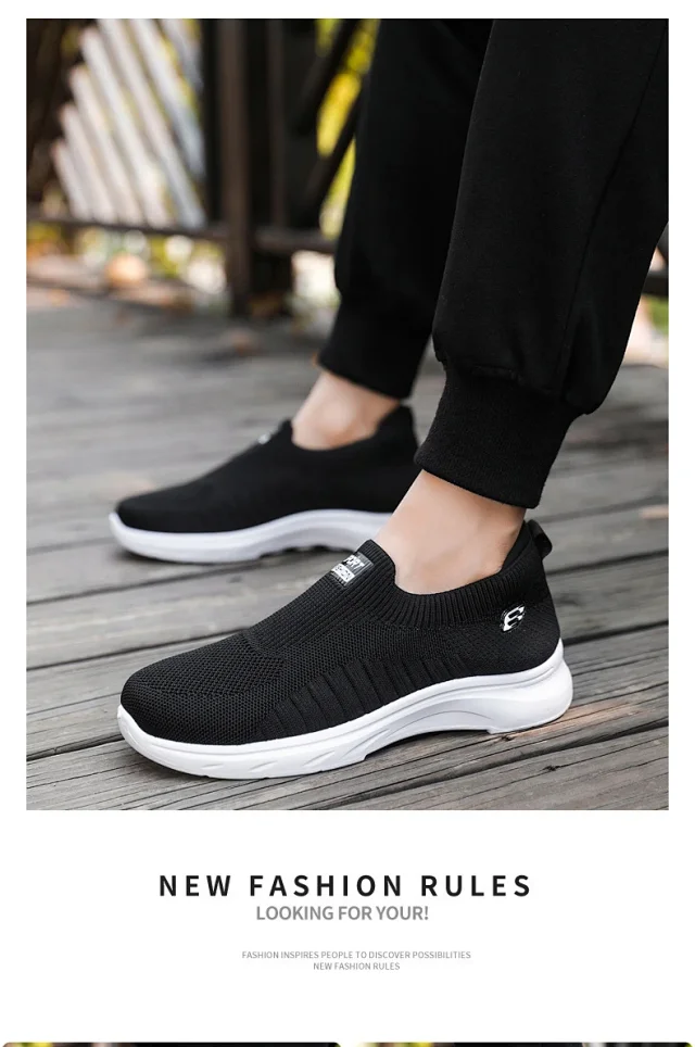 Summer New Men's Flyknit Slip-On Casual Shoes Detail