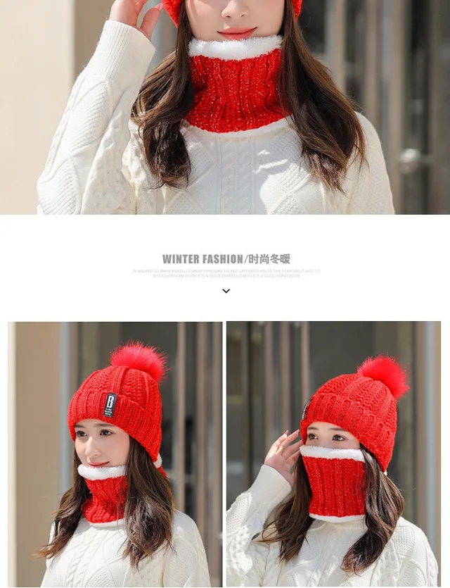 Women's Korean Fleece Knit Winter Beanie Detail