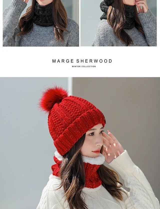Women's Korean Fleece Knit Winter Beanie Detail