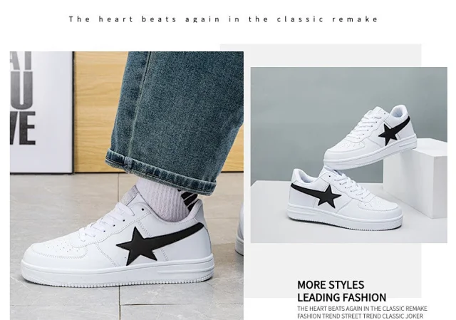 Unisex White K-Style Casual Sneakers Detail