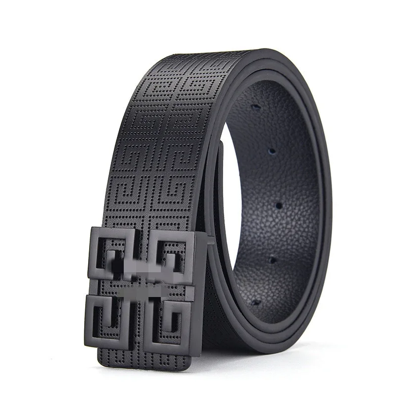JiJia Perforated Men's Leather Belt Smooth Buckle
