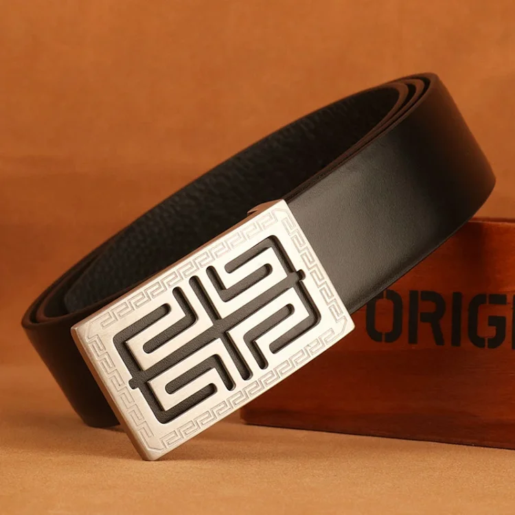 Luxury Men's Leather Belt Stainless Buckle