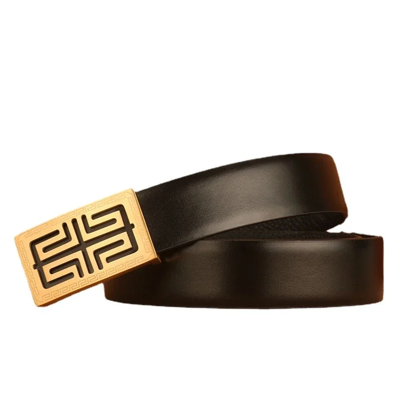 Luxury Men's Leather Belt Stainless Buckle