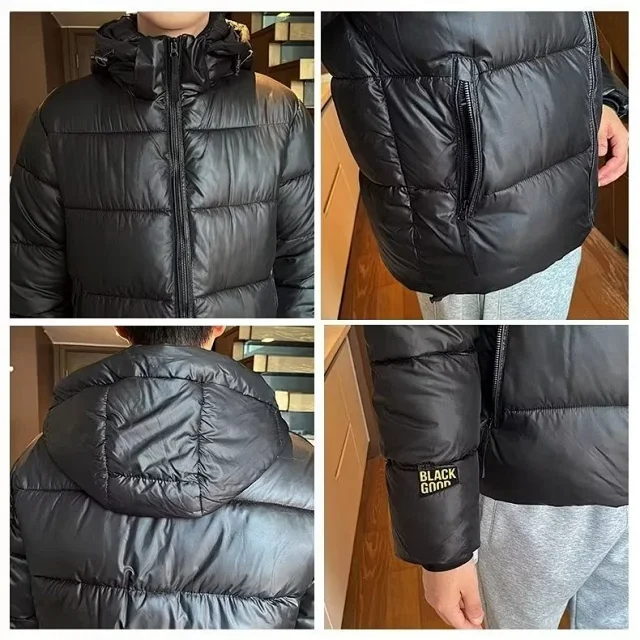 New Winter Insulated Black Gold Parka Detail