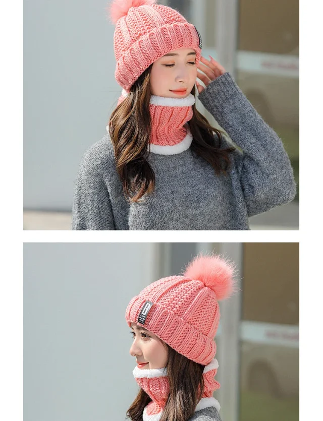 Women's Korean Fleece Knit Winter Beanie Detail